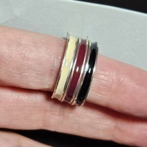 Silver tone three ring lot / set size 8.5